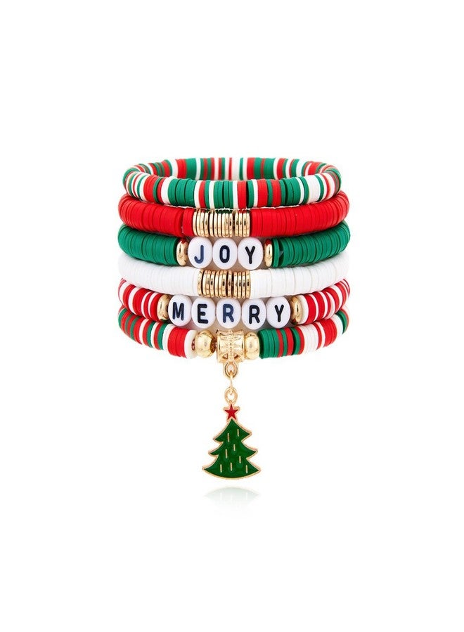 Hoheng Christmas Bracelets Jewelry for Women Stocking Stuffers Red Green Beaded Christmas Tree Snowflake Snata Charm Bracelet Gifts Outfits Accessories for Teen Girls - Image 1